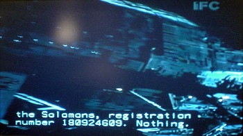 Television image with IFC logotype shows a spacecraft and two-line caption reading the Solomons, registration number 180924609. Nothing.