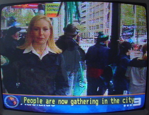 Yellow-on-black text covering up onscreen graphics