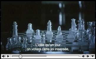 Movie trailer with white French subtitles