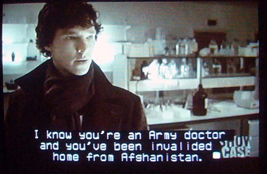 Caption: I know you're an Army doctor and you've been invalided home from Afghanistan.