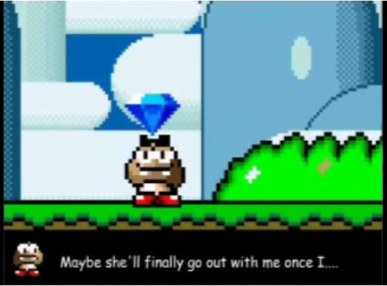 Super Mario captioned in Comic Sans