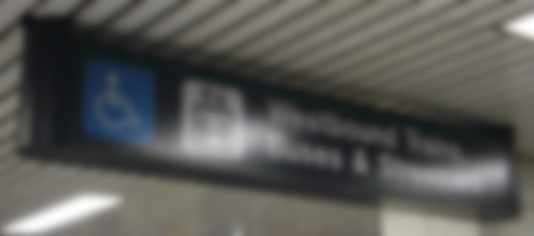 Blurred sign viewed at an angle