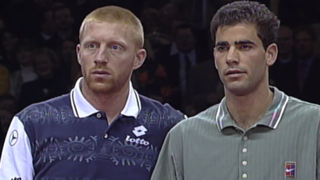 Strawberry-blond Boris Becker and jet-black-haired Pete Sampras