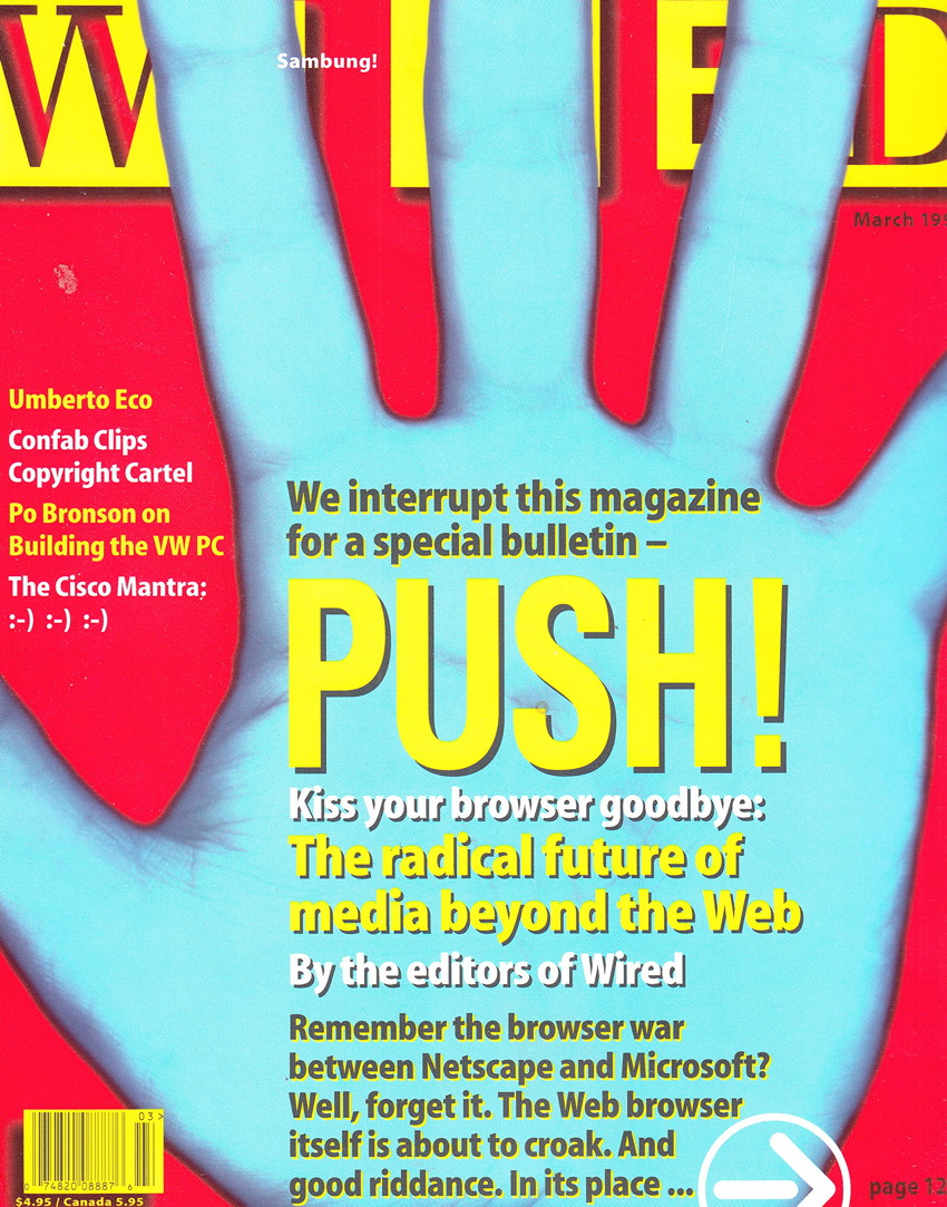 ‘Wired’ cover with a palm facing us and the word PUSH!