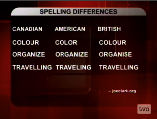 Slide with Canadian, American, and British spellings