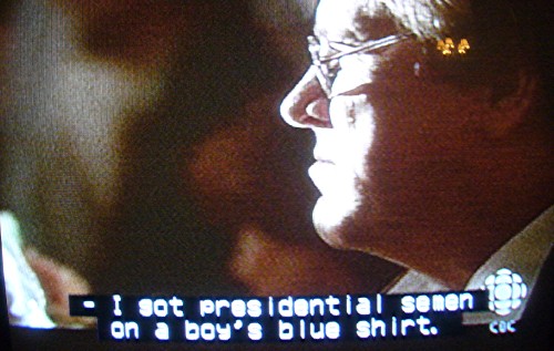 I got presidential semen on a boy’s blue shirt
